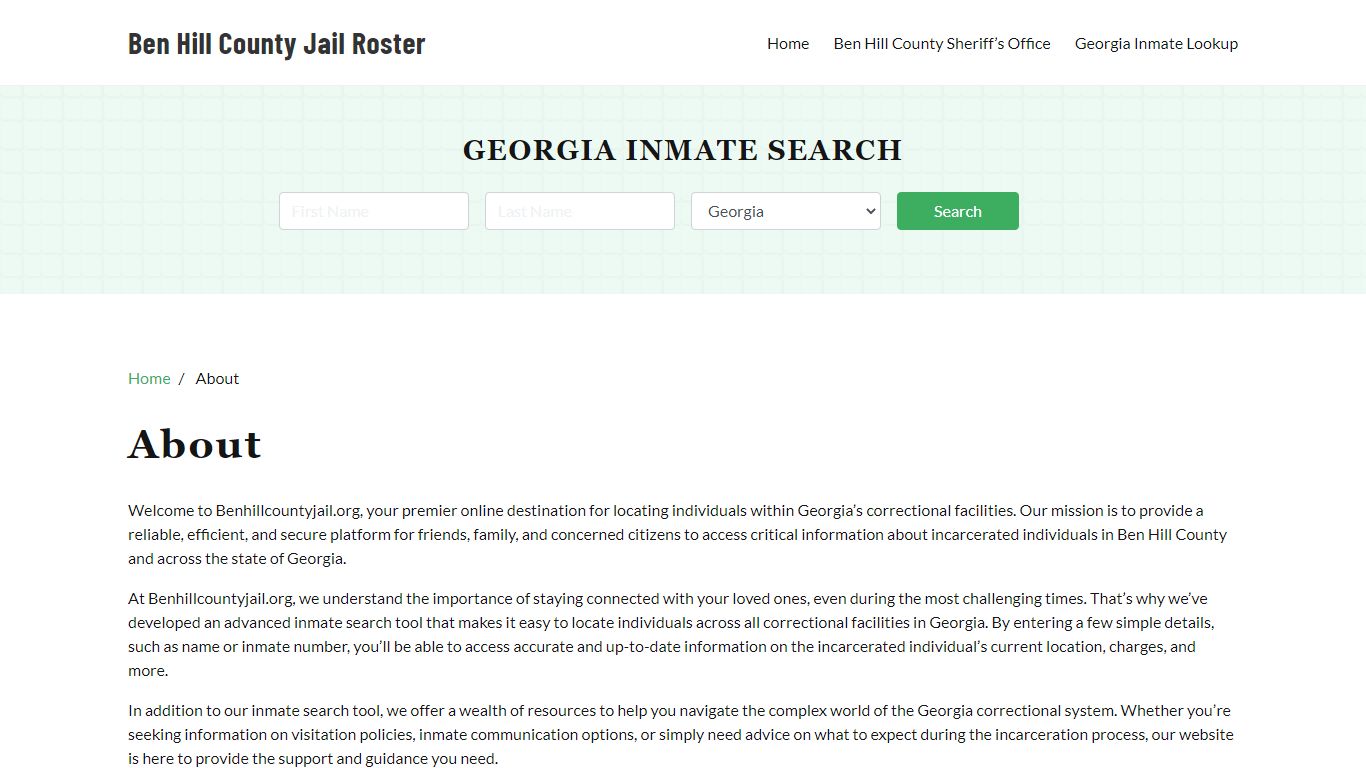 About - Ben Hill County Jail Roster Lookup, GA, Inmate Search