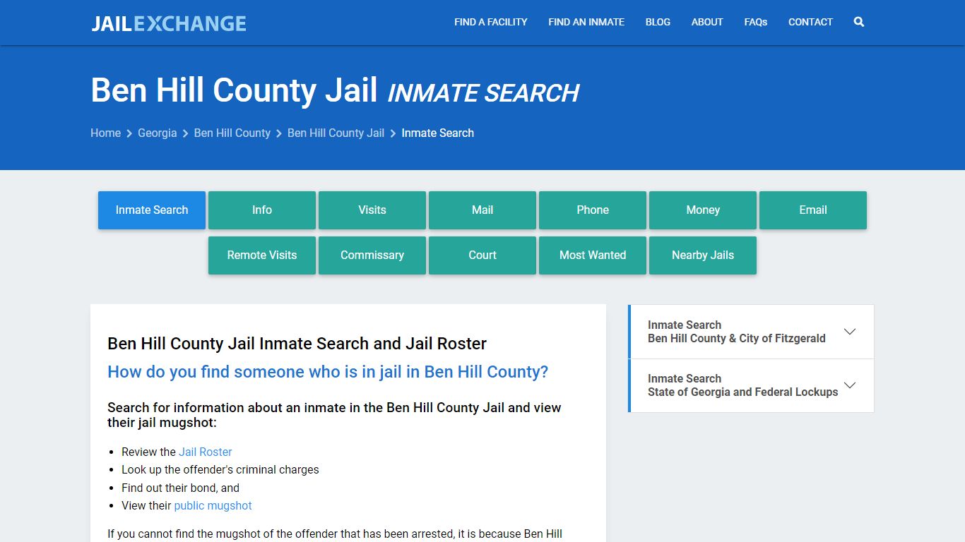 Inmate Search: Roster & Mugshots - Ben Hill County Jail, GA